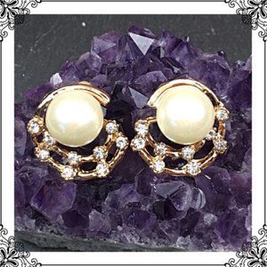 CZ Pearl Web Earrings